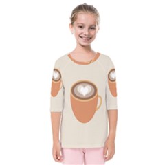 Artin Coffee Chocolate Brown Heart Love Kids  Quarter Sleeve Raglan Tee