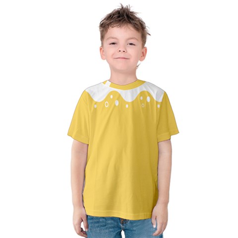 Beer Foam Yellow White Kids  Cotton Tee by Mariart