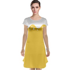 Beer Foam Yellow White Cap Sleeve Nightdress by Mariart