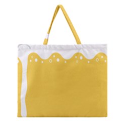 Beer Foam Yellow White Zipper Large Tote Bag by Mariart