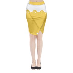 Beer Foam Yellow White Midi Wrap Pencil Skirt