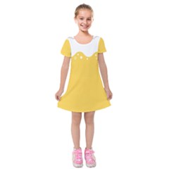 Beer Foam Yellow White Kids  Short Sleeve Velvet Dress by Mariart