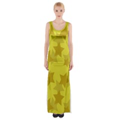 Yellow Star Maxi Thigh Split Dress by Mariart