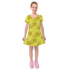 Yellow Star Kids  Short Sleeve Velvet Dress by Mariart