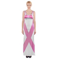 Breast Cancer Ribbon Pink Maxi Thigh Split Dress by Mariart