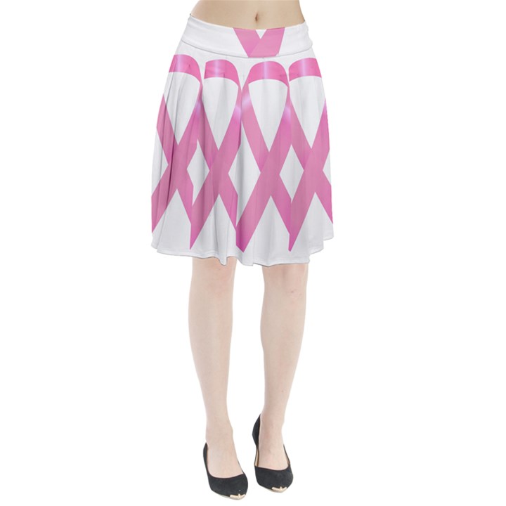 Breast Cancer Ribbon Pink Pleated Skirt