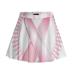 Breast Cancer Ribbon Pink Girl Women Mini Flare Skirt