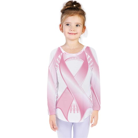 Breast Cancer Ribbon Pink Girl Women Kids  Long Sleeve Tee by Mariart