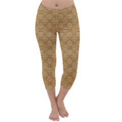 Chess Dark Wood Seamless Capri Winter Leggings 