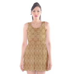 Chess Dark Wood Seamless Scoop Neck Skater Dress by Mariart