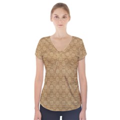 Chess Dark Wood Seamless Short Sleeve Front Detail Top by Mariart