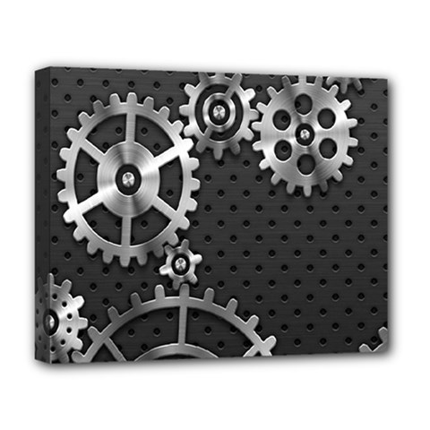 Chain Iron Polka Dot Black Silver Deluxe Canvas 20  X 16   by Mariart