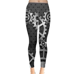 Chain Iron Polka Dot Black Silver Leggings  by Mariart