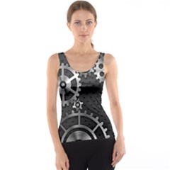 Chain Iron Polka Dot Black Silver Tank Top by Mariart