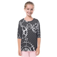 Chain Iron Polka Dot Black Silver Kids  Quarter Sleeve Raglan Tee