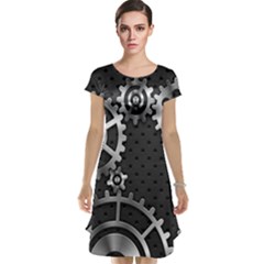 Chain Iron Polka Dot Black Silver Cap Sleeve Nightdress by Mariart