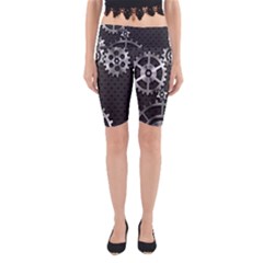 Chain Iron Polka Dot Black Silver Yoga Cropped Leggings by Mariart