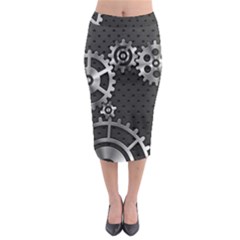 Chain Iron Polka Dot Black Silver Midi Pencil Skirt by Mariart