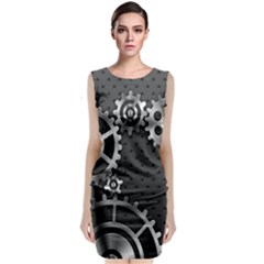 Chain Iron Polka Dot Black Silver Sleeveless Velvet Midi Dress by Mariart