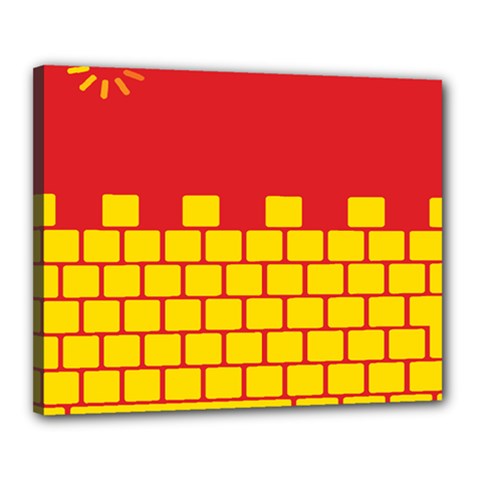 Firewall Bridge Signal Yellow Red Canvas 20  X 16  by Mariart