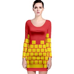 Firewall Bridge Signal Yellow Red Long Sleeve Bodycon Dress by Mariart