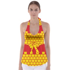 Firewall Bridge Signal Yellow Red Babydoll Tankini Top by Mariart