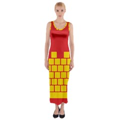 Firewall Bridge Signal Yellow Red Fitted Maxi Dress