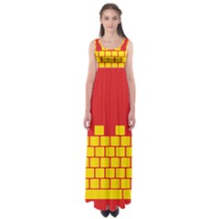 Firewall Bridge Signal Yellow Red Empire Waist Maxi Dress by Mariart