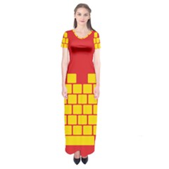 Firewall Bridge Signal Yellow Red Short Sleeve Maxi Dress by Mariart