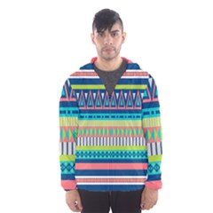 Aztec Triangle Chevron Wave Plaid Circle Color Rainbow Hooded Wind Breaker (Men)