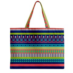 Aztec Triangle Chevron Wave Plaid Circle Color Rainbow Zipper Mini Tote Bag