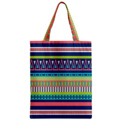 Aztec Triangle Chevron Wave Plaid Circle Color Rainbow Zipper Classic Tote Bag