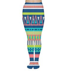 Aztec Triangle Chevron Wave Plaid Circle Color Rainbow Women s Tights