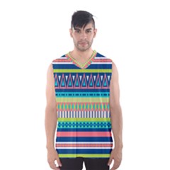 Aztec Triangle Chevron Wave Plaid Circle Color Rainbow Men s Basketball Tank Top