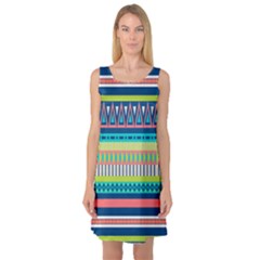 Aztec Triangle Chevron Wave Plaid Circle Color Rainbow Sleeveless Satin Nightdress by Mariart