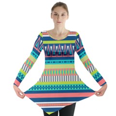 Aztec Triangle Chevron Wave Plaid Circle Color Rainbow Long Sleeve Tunic  by Mariart