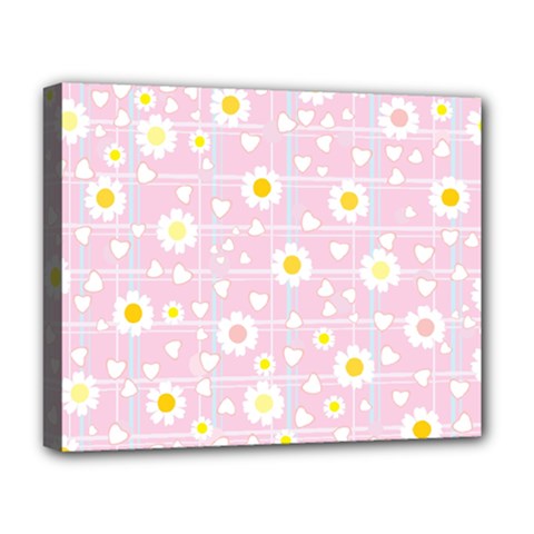 Flower Floral Sunflower Pink Yellow Deluxe Canvas 20  X 16   by Mariart