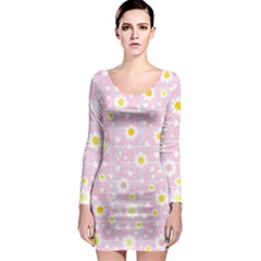 Flower Floral Sunflower Pink Yellow Long Sleeve Bodycon Dress by Mariart