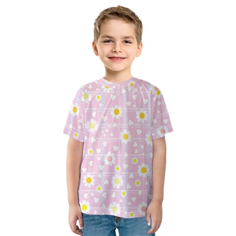 Flower Floral Sunflower Pink Yellow Kids  Sport Mesh Tee by Mariart