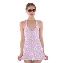 Flower Floral Sunflower Pink Yellow Halter Swimsuit Dress by Mariart