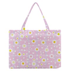 Flower Floral Sunflower Pink Yellow Medium Zipper Tote Bag