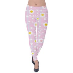 Flower Floral Sunflower Pink Yellow Velvet Leggings