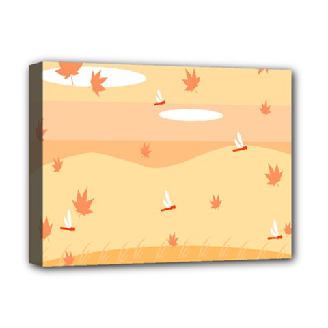 Dragonfly Leaf Orange Deluxe Canvas 16  X 12   by Mariart