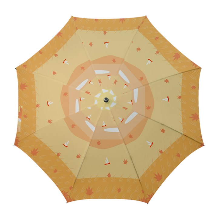 Dragonfly Leaf Orange Golf Umbrellas