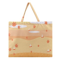 Dragonfly Leaf Orange Zipper Large Tote Bag by Mariart