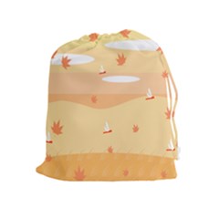 Dragonfly Leaf Orange Drawstring Pouches (extra Large) by Mariart