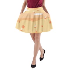 Dragonfly Leaf Orange A-line Pocket Skirt by Mariart