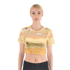 Dragonfly Leaf Orange Cotton Crop Top by Mariart