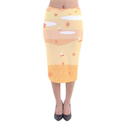 Dragonfly Leaf Orange Velvet Midi Pencil Skirt by Mariart