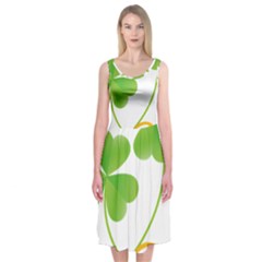 Flower Floralleaf Green Reboon Midi Sleeveless Dress by Mariart